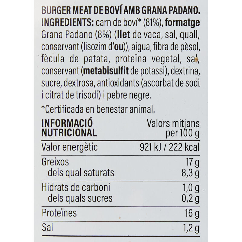 Burger de vacuno con Grana Padano Ametller Origen 120g - 2uds. 