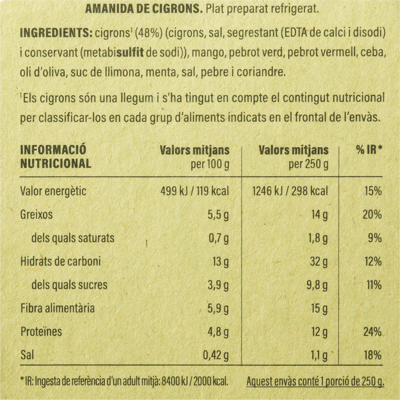 Amanida de cigrons Ametller Origen 250g 