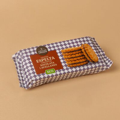 Galeta espelta xocolata avellanes ecològica Ametller Origen 70g 