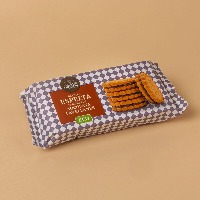 Galleta espelta chocolate avellanas ecológica Ametller Origen 70g 