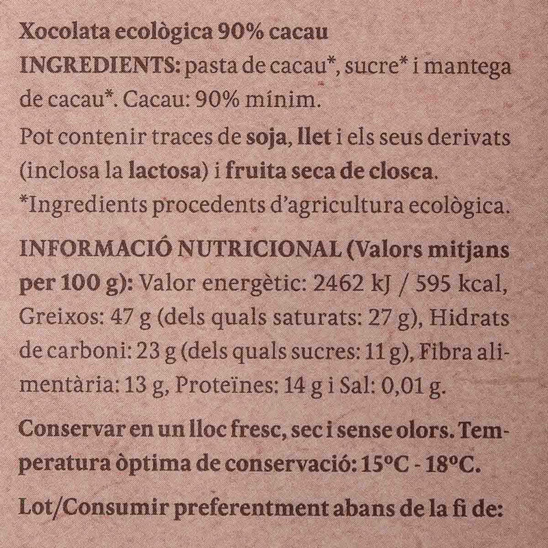Chocolate Tanzania 90% cacao ecológico Ka-Kaw 75g