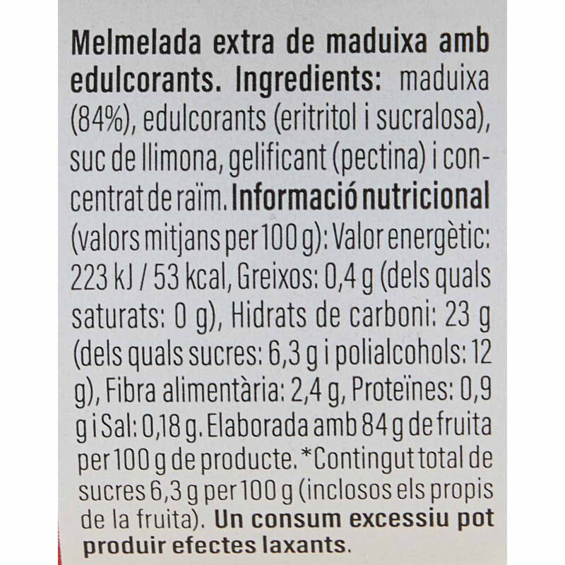 Mermelada de fresa 0% azucares añadidos Ametller Origen 200g 