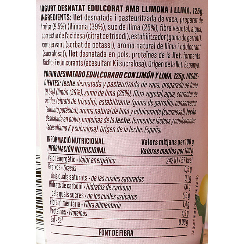 Yogur cremoso desnatado con lima y limon Ametller Oriegn 125g - 4uds.