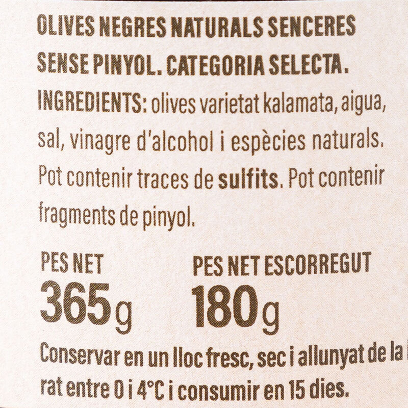 Oliva Kalamata grega sense pinyol Ametller Origen 180g