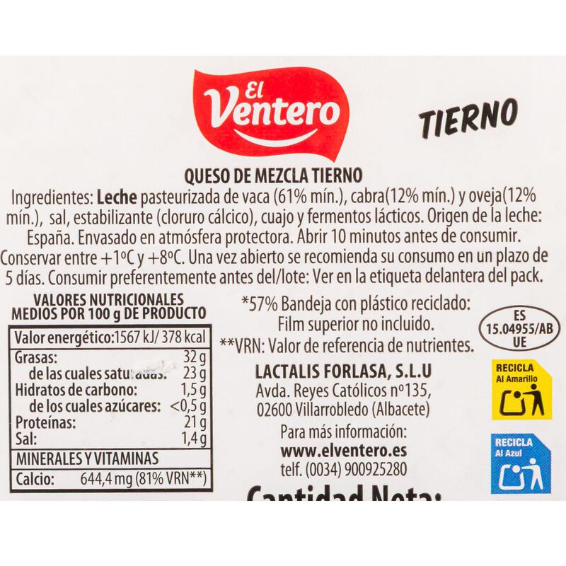 Queso tierno loncheado El ventero 140g 