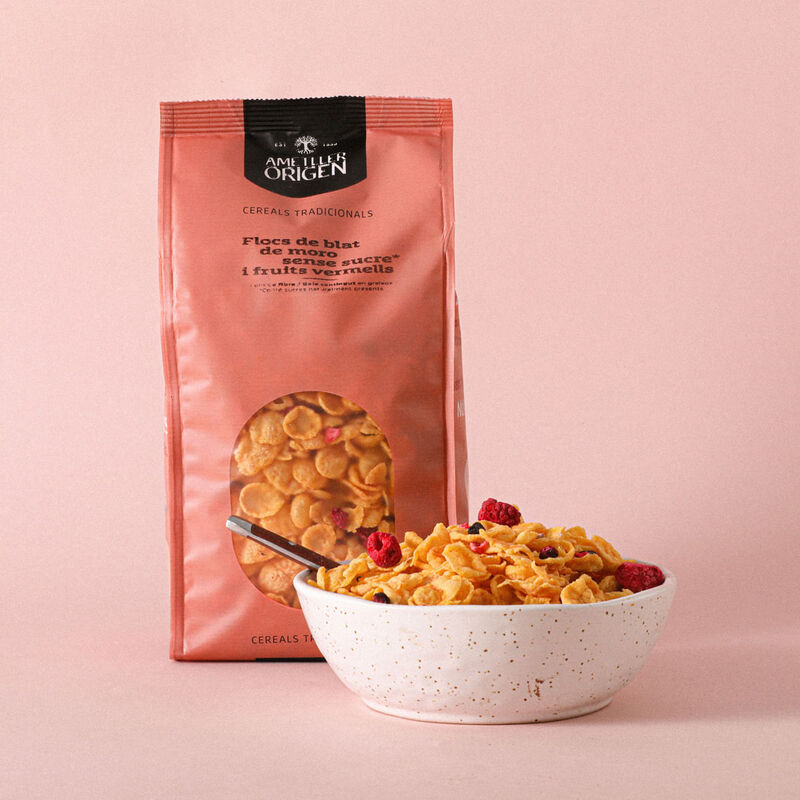 Flocs de blat de moro sense sucre i fruita vermella Ametller Origen 250 g 