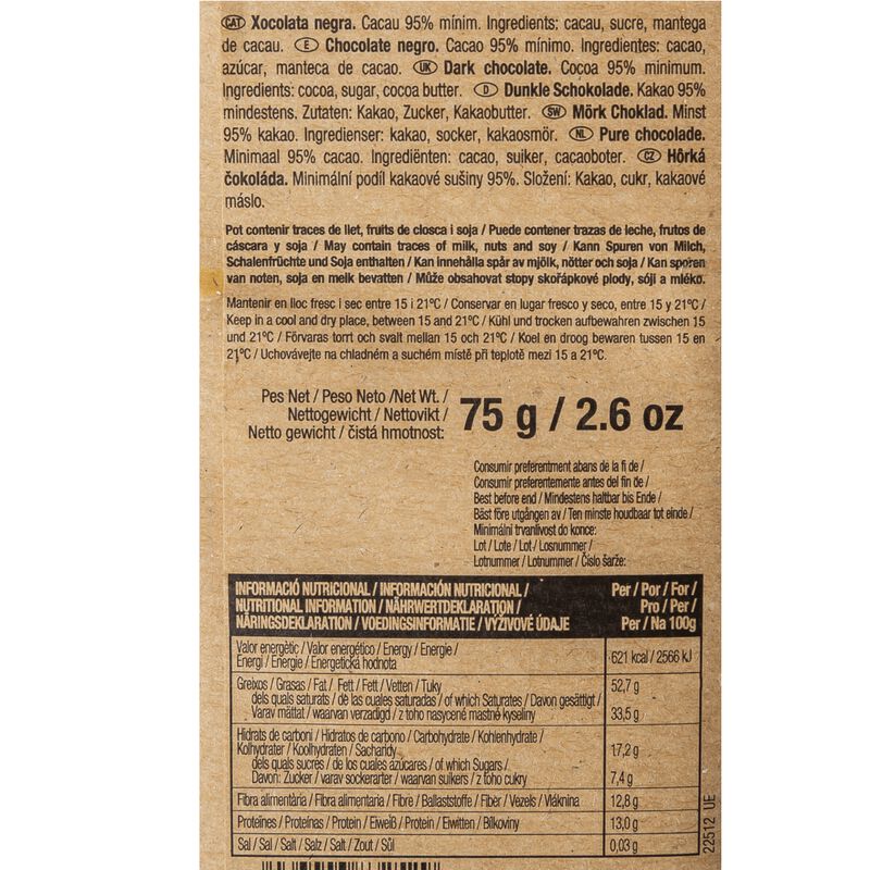 Chocolate 95% Guayaquil Blanxart 75g
