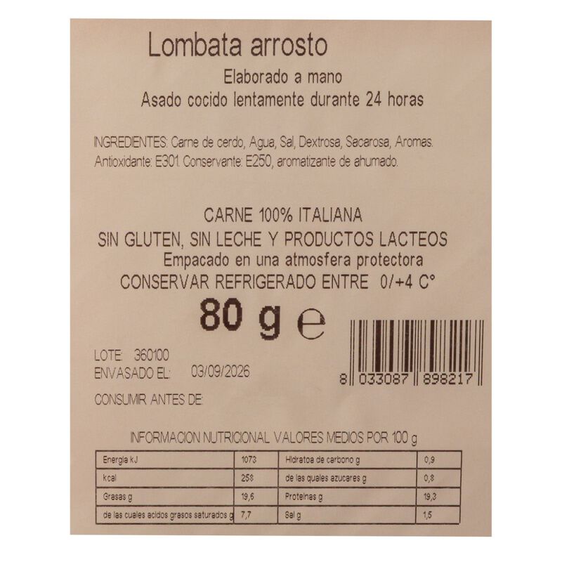 Lomo asado Peveri 80g