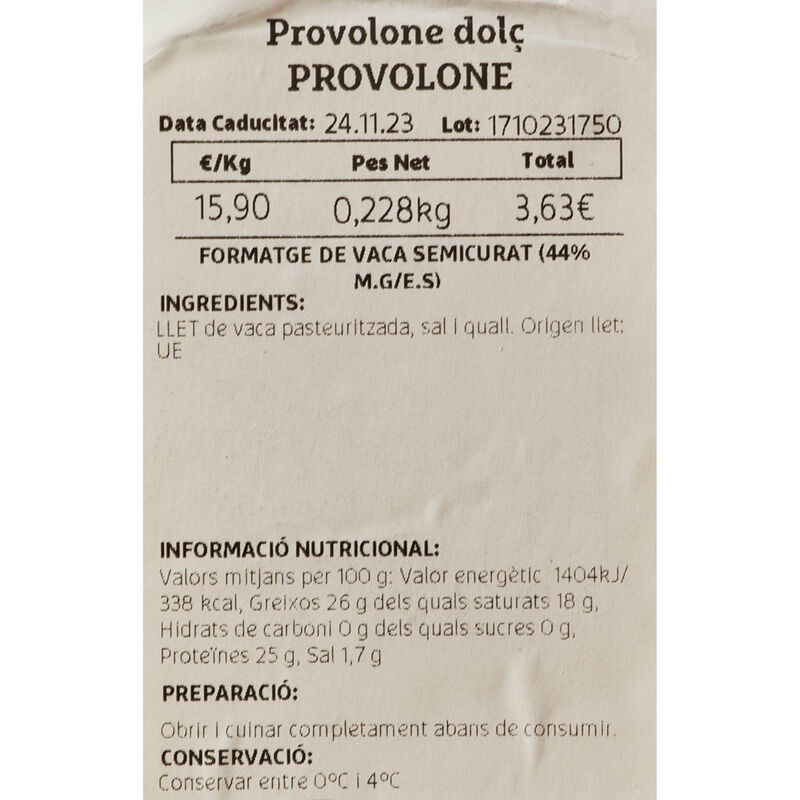 Queso provolone dulce Ametller Origen 