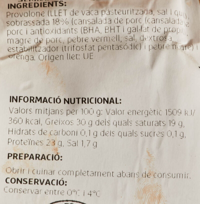 Queso provolone con sobrasada Ametller Origen 