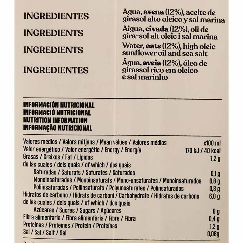 Bebida de avena 0% YO SOY 1l.