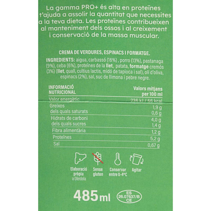Crema de verduras PRO+ Ametller Origen 485ml 