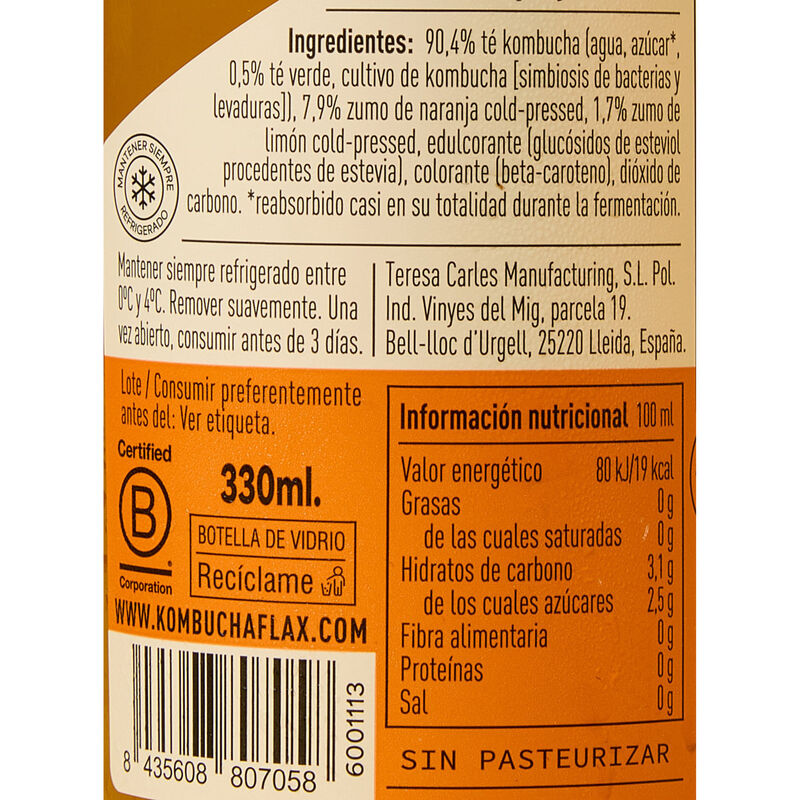 Kombutxa Orange Fantasy Flax&Kale 330ml 