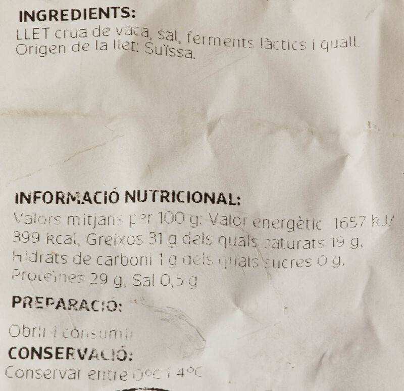 Formatge emmental suïs 4 mesos Emmentaler 