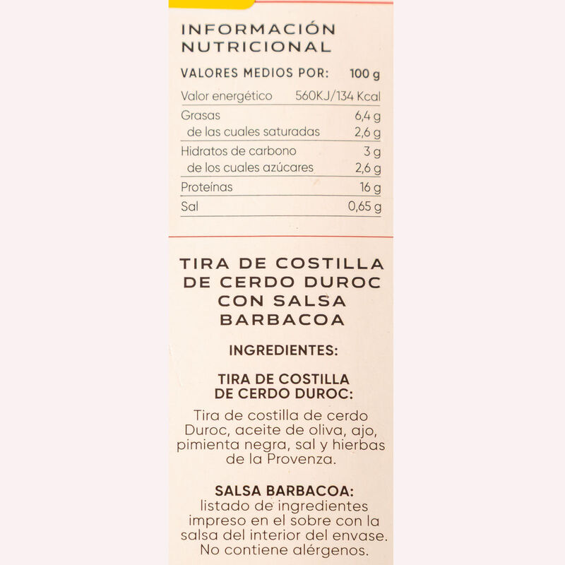 Costilla Ribb con salsa barbacoa Vacook 500g 