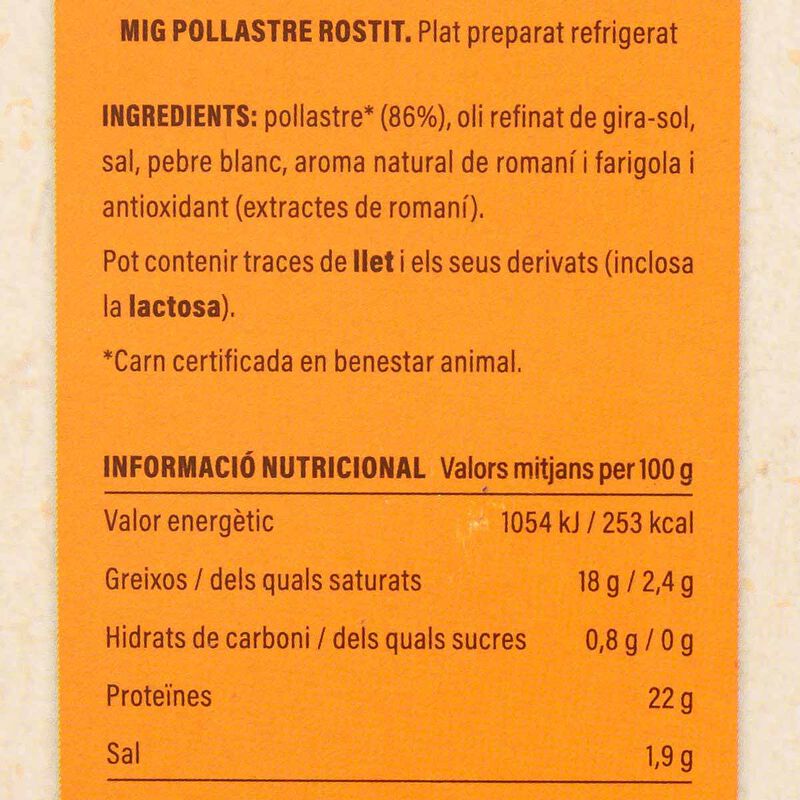 Medio pollo asado Ametller Origen 380g
