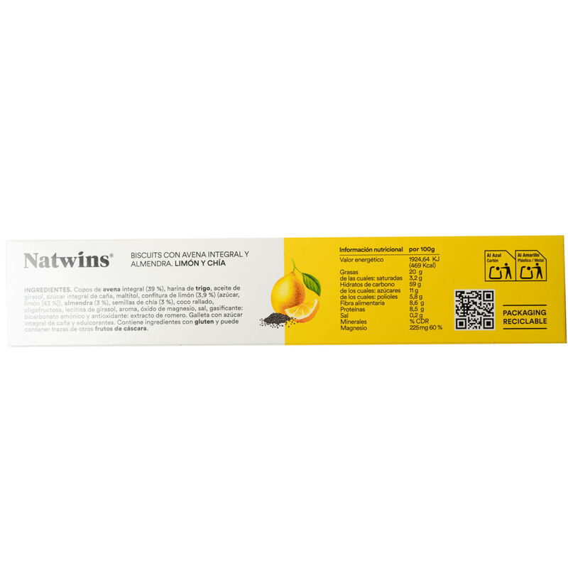 Galletas de limón y chía Natwins 160g 