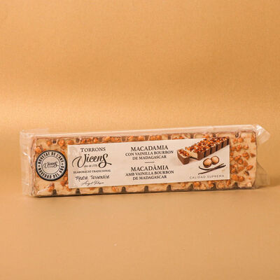 Torró de macadàmia amb vainilla Bourbon de Madagascar Torrons Vicens 300g 