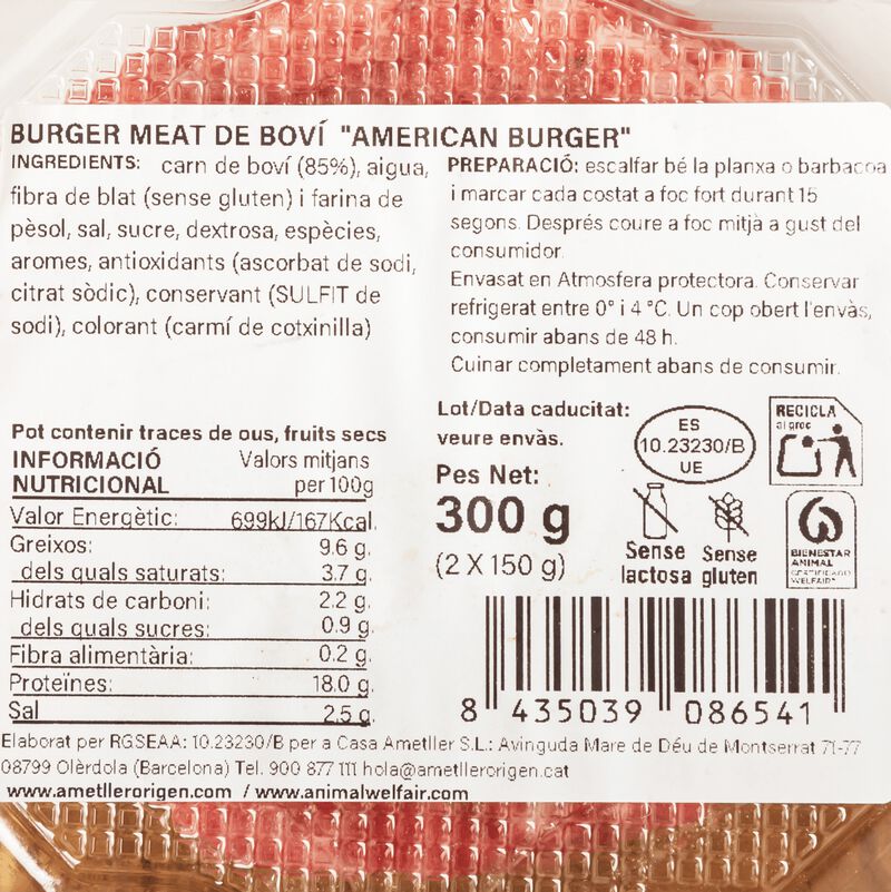 American Burger Ametller Origen 150g - 2uds.