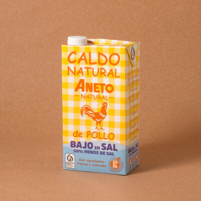 Brou natural pollastre baix sal ANETO 1l 