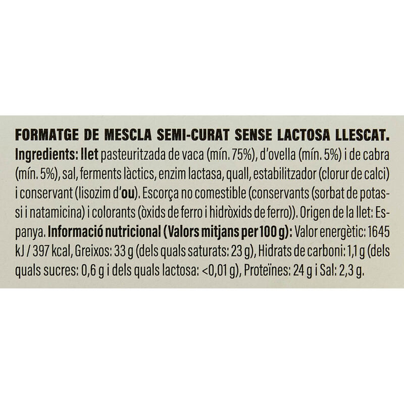 Queso cuña sin lactosa Ametller Origen 250g
