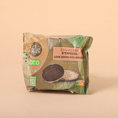 Coquetes d´espelta i xocolata negra ecològiques Ametller Origen 34g 