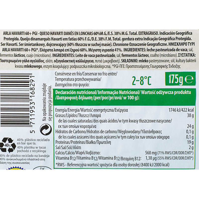 Havarti llescat Arla 175g 