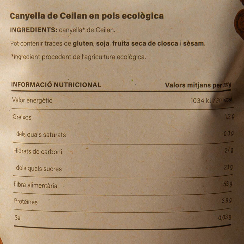 Canyella ecològica en pols Ametller Origen 150g 