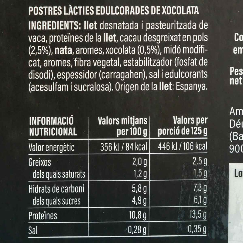 Postre de chocolate PRO+ Ametller Origen 125g - 2uds. 