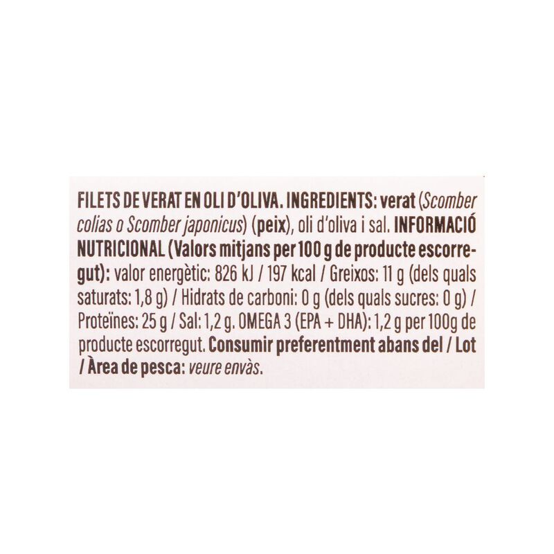 Filets de verat en oli d'oliva Ametller Origen 138g 