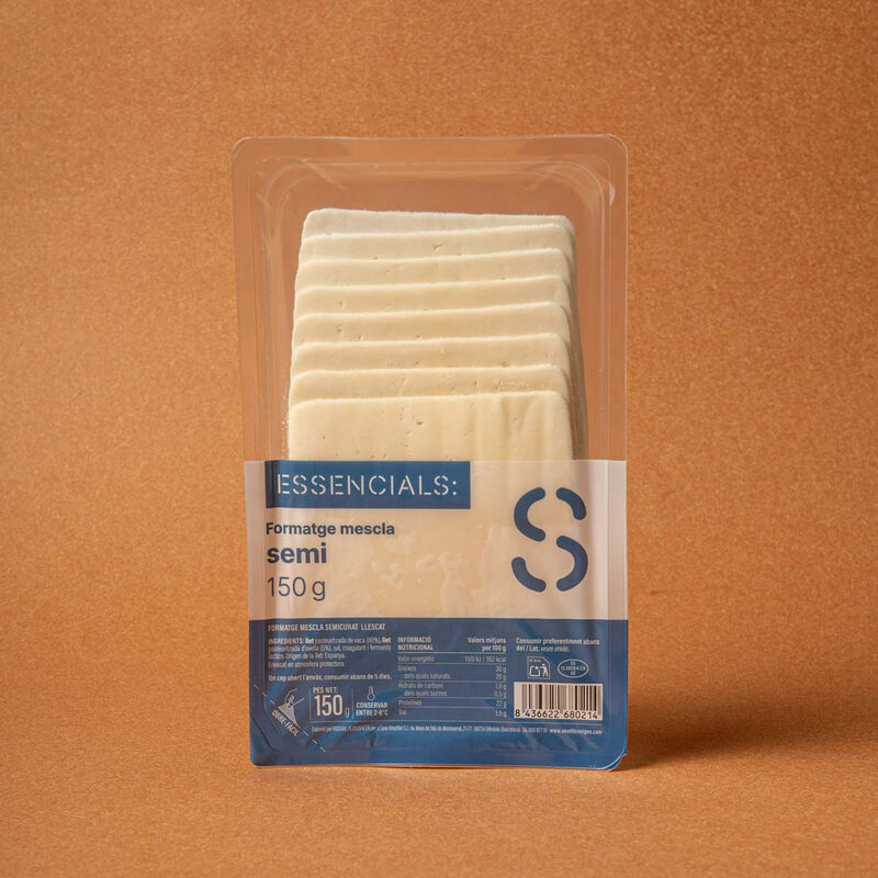 Queso mezcla semi en lonchas Essencials 150g 