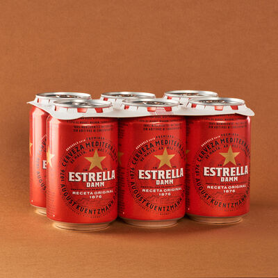 Cerveza en lata Estrella DAMM 33cl - pack 6uds. 