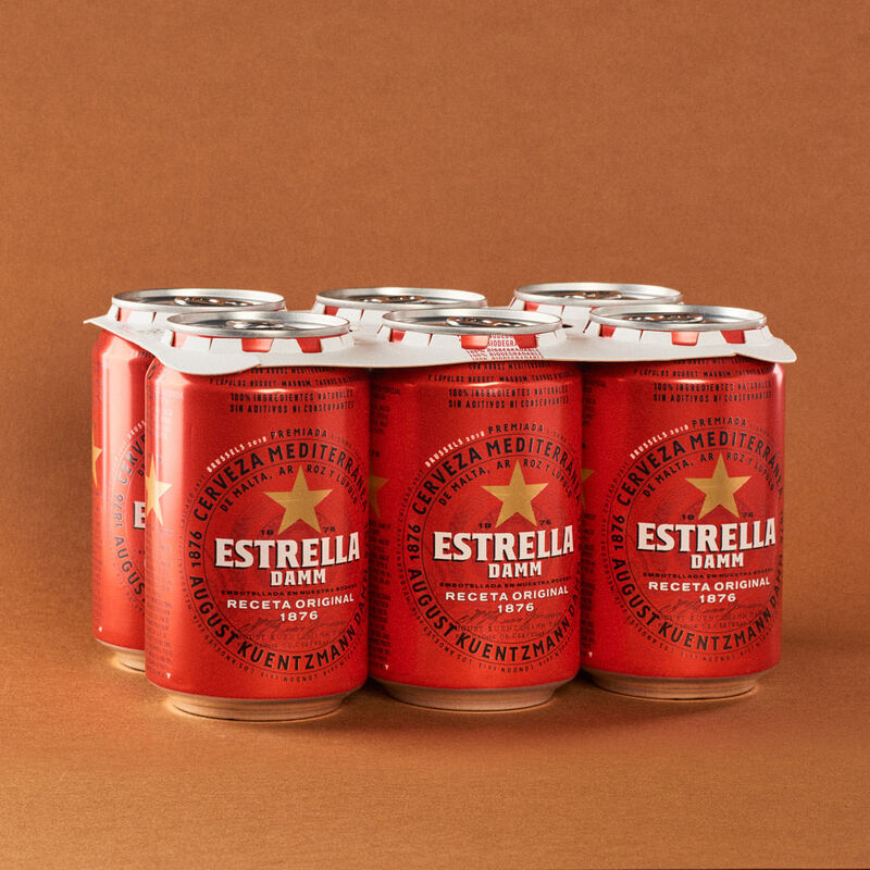 Cerveza en lata Estrella DAMM 33cl - pack 6uds. 