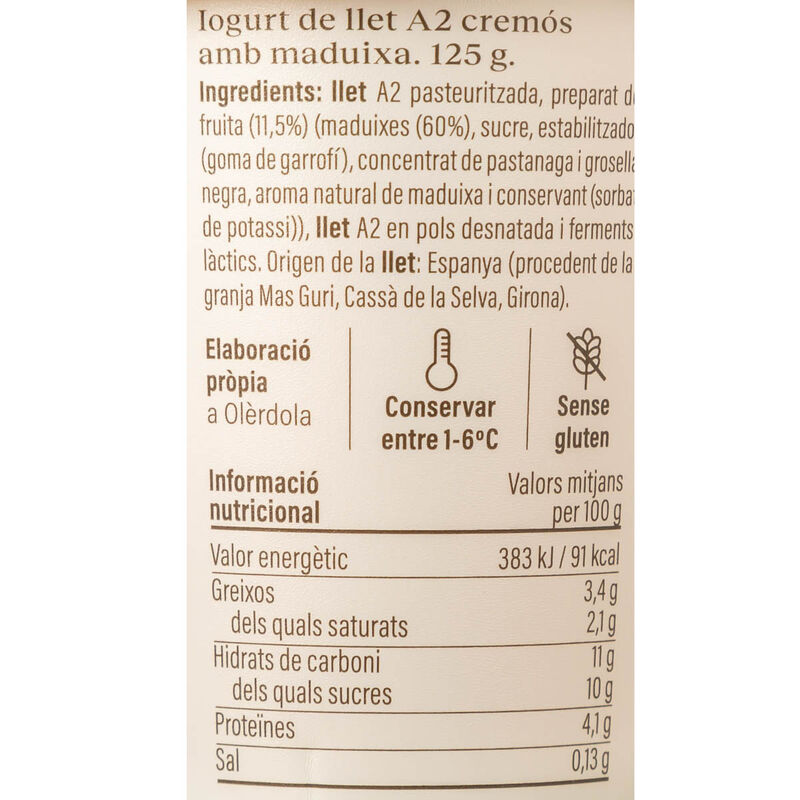 Yogur de fresa con leche A2 Ametller Origen 125g - 4uds.