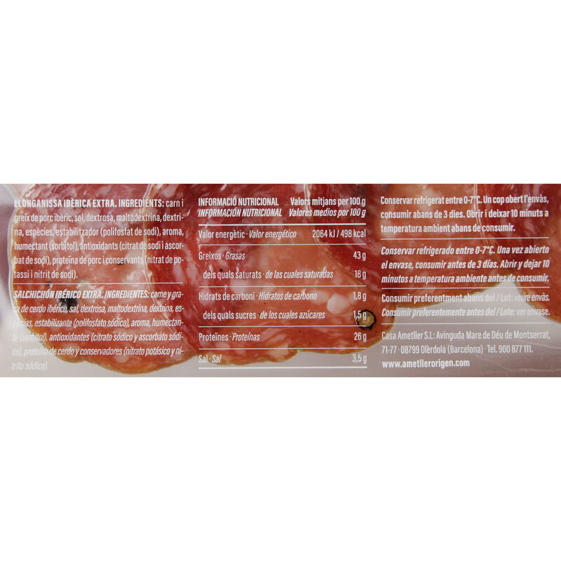 Longaniza ibérica extra Ametller Origen 90g