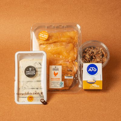 Lot pollastre amb gorgonzola i nous 