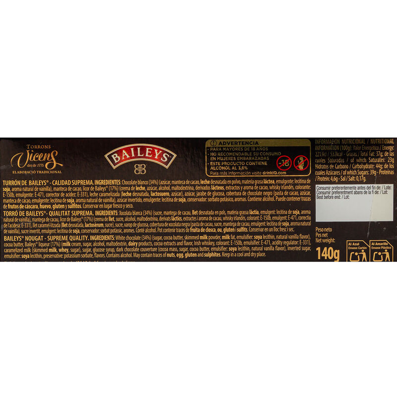 Torró de Baileys Vicens 140g 