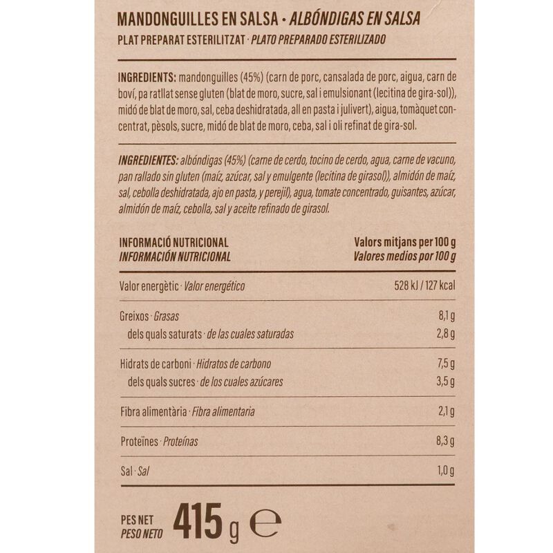 Mandonguilles a la jardinera Ametller Origen 415g 