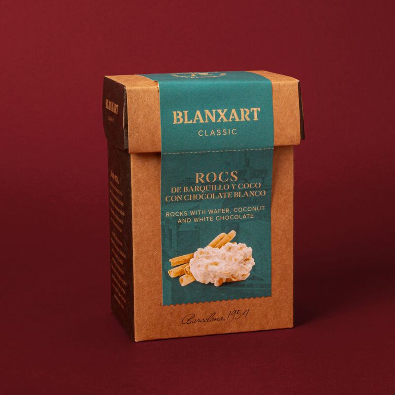 Rocs de neula i coco amb xocolata blanca Blanxart 100g 