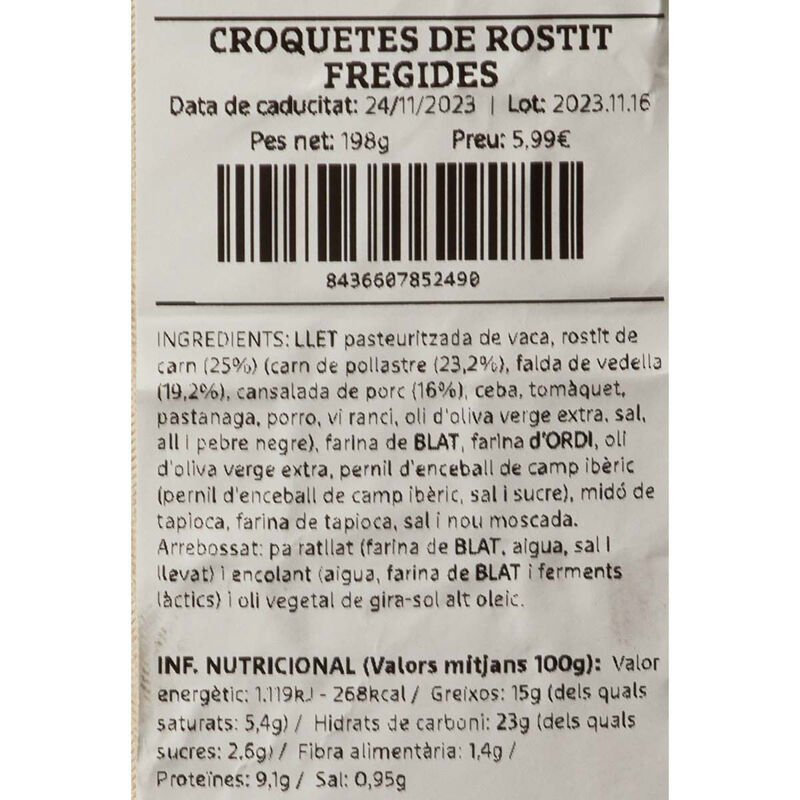 Croquetas de rustido fritas Nandu Jubany 200g - 6uds. 