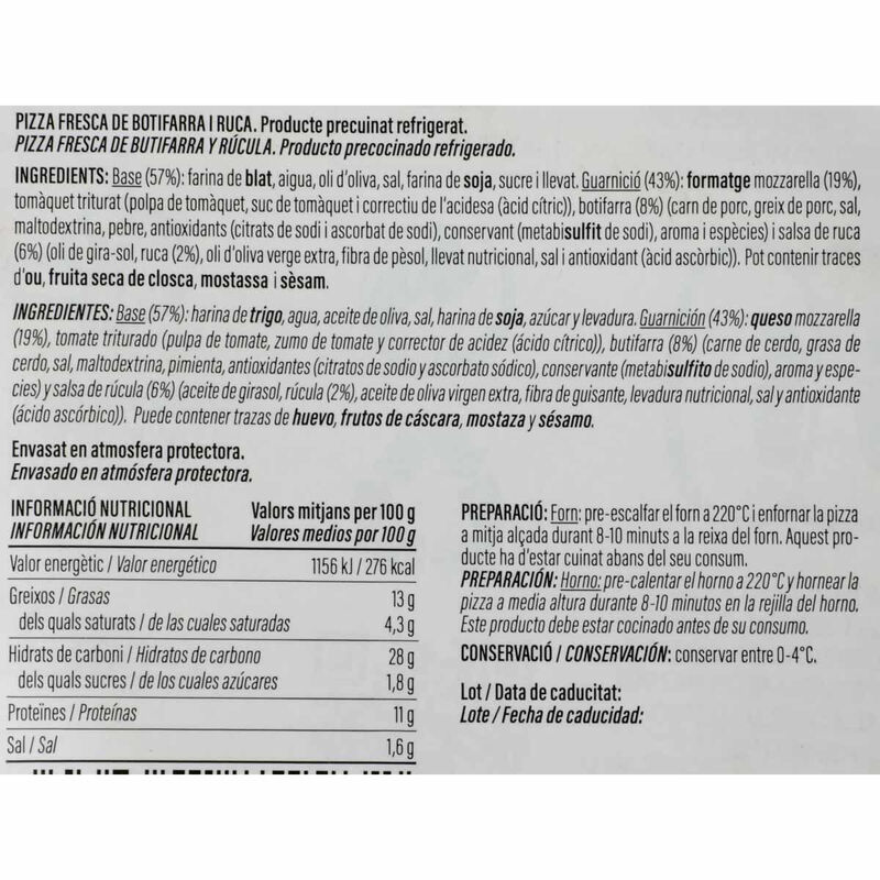 Pizza botifarra i rúcula Colombo 440g