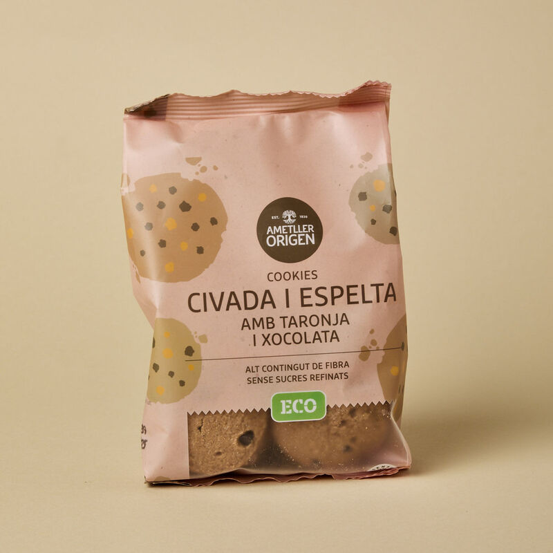 Cookies civada i espelta taronja ecològiques Ametller Origen 130g 