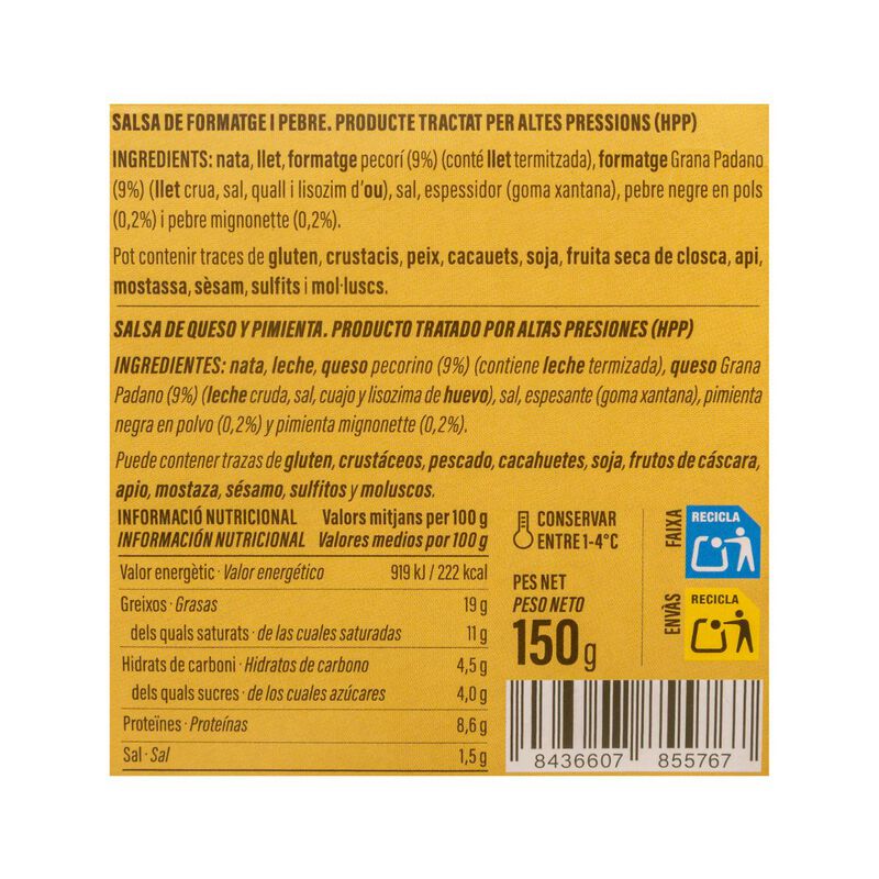 Salsa de cacio Pepe Ametller Origen 150g 