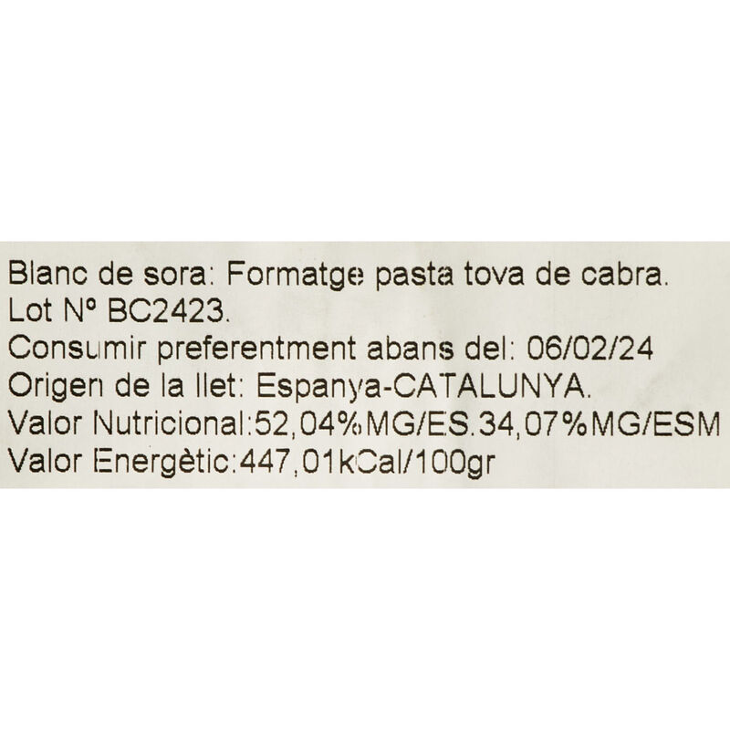 Queso de cabra Blanc de Sora MAS ROVIRA 300g 