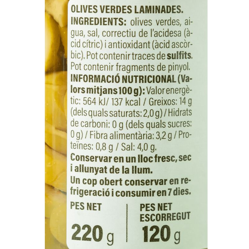 Olivas verdes laminadas Ametller Origen 120g