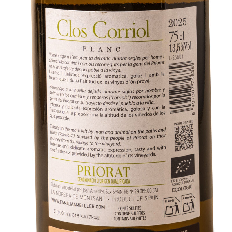 Vino blanco Clos Corriol 75cl D.O. Priorat