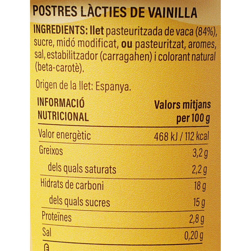 Natillas de vainilla Ametller Origen 110g - 4uds.