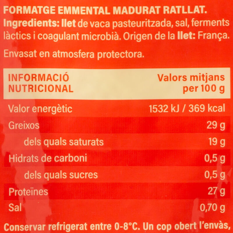 Queso Emmental francés rayado Ametller Origen 200g 