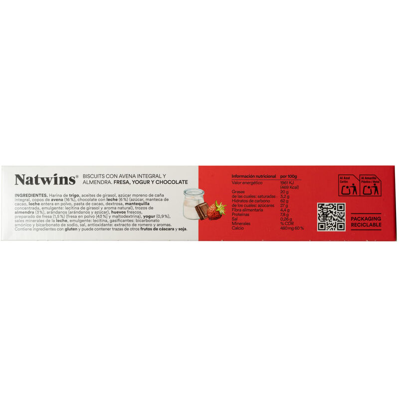 Galletas de fresa y yogur de chocolate Natwins 160g 