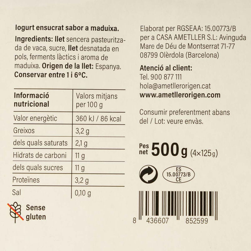 Yogur de fresa Essencials 125g - 4uds. 